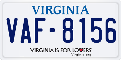 VA license plate VAF8156