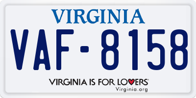 VA license plate VAF8158