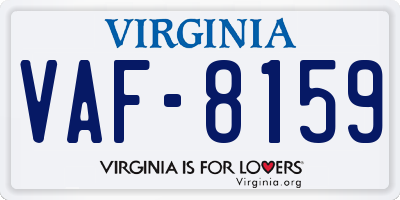 VA license plate VAF8159
