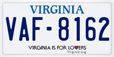 VA license plate VAF8162