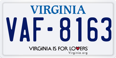 VA license plate VAF8163