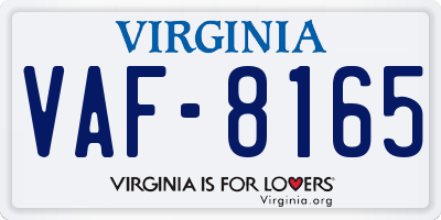VA license plate VAF8165
