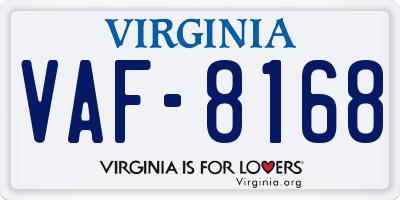 VA license plate VAF8168