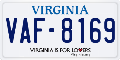 VA license plate VAF8169