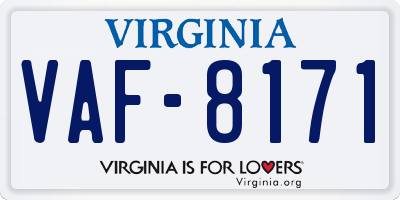 VA license plate VAF8171
