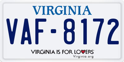 VA license plate VAF8172