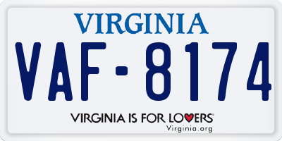 VA license plate VAF8174