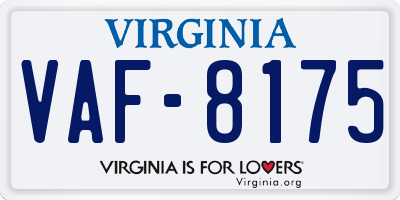 VA license plate VAF8175
