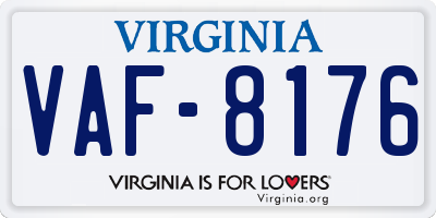 VA license plate VAF8176