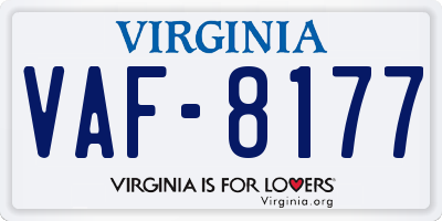 VA license plate VAF8177