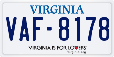 VA license plate VAF8178