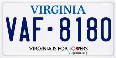 VA license plate VAF8180