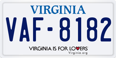 VA license plate VAF8182