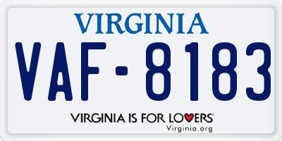 VA license plate VAF8183