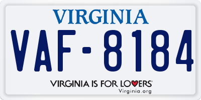 VA license plate VAF8184