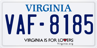 VA license plate VAF8185