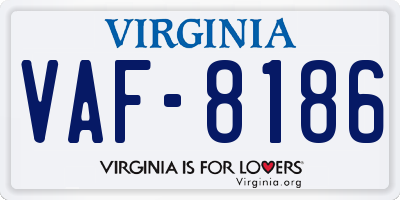 VA license plate VAF8186