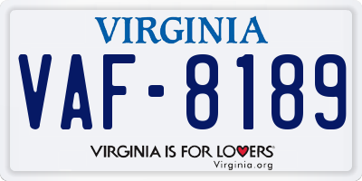 VA license plate VAF8189