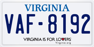 VA license plate VAF8192