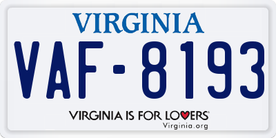 VA license plate VAF8193