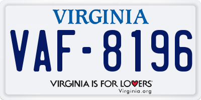 VA license plate VAF8196