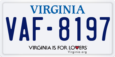 VA license plate VAF8197