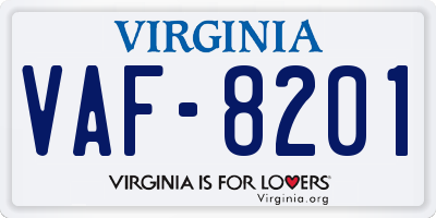 VA license plate VAF8201