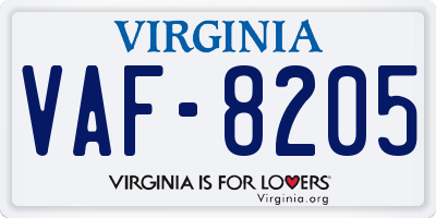 VA license plate VAF8205