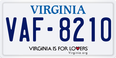 VA license plate VAF8210