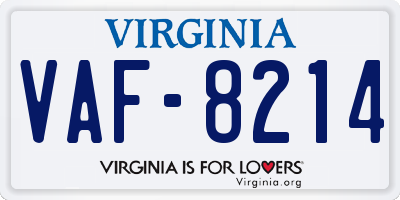 VA license plate VAF8214