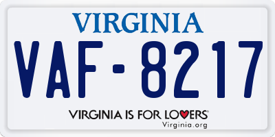 VA license plate VAF8217