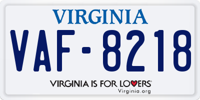 VA license plate VAF8218