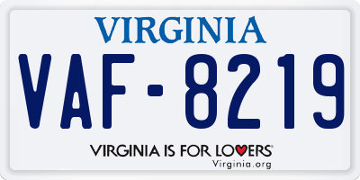 VA license plate VAF8219