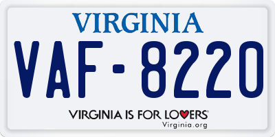 VA license plate VAF8220