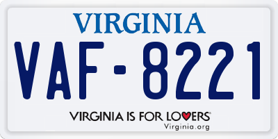 VA license plate VAF8221