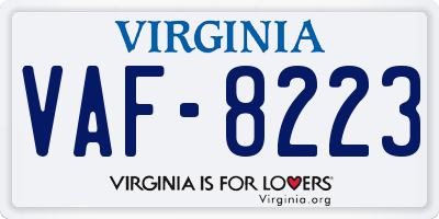 VA license plate VAF8223