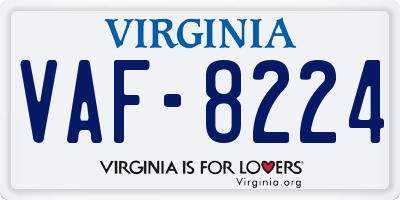 VA license plate VAF8224