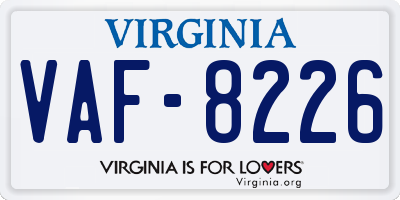 VA license plate VAF8226