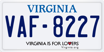 VA license plate VAF8227