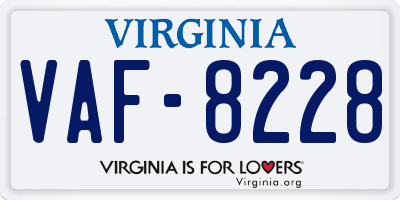 VA license plate VAF8228