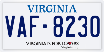 VA license plate VAF8230
