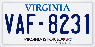 VA license plate VAF8231