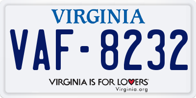 VA license plate VAF8232