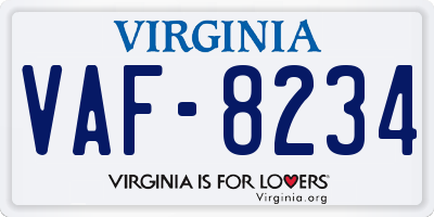 VA license plate VAF8234