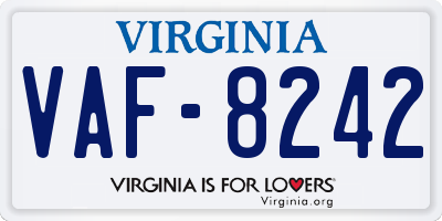 VA license plate VAF8242