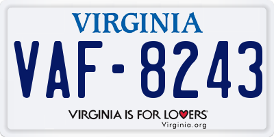 VA license plate VAF8243