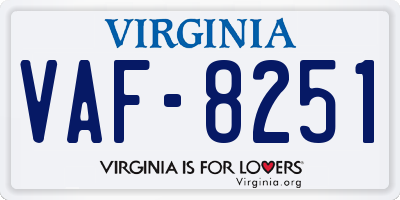 VA license plate VAF8251