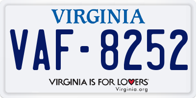 VA license plate VAF8252
