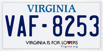 VA license plate VAF8253