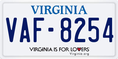 VA license plate VAF8254